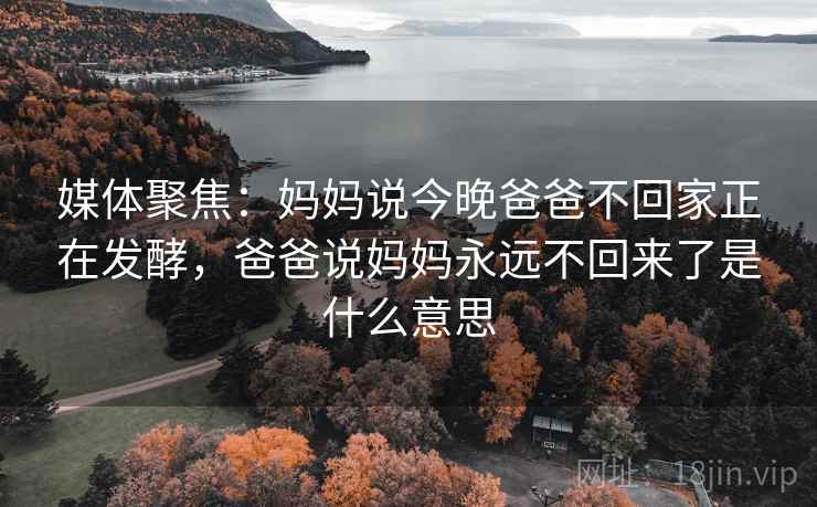 媒体聚焦:妈妈说今晚爸爸不回家正在发酵,爸爸说妈妈永远不回来了是什么意思 媒体聚焦:妈妈说今晚爸爸不回家正在发酵,爸爸说妈妈永远不回来了是什么意思